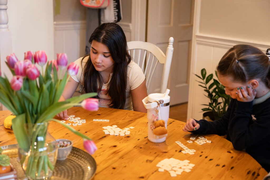 North Hills Raleigh in-home candid documentary family photos playing games 