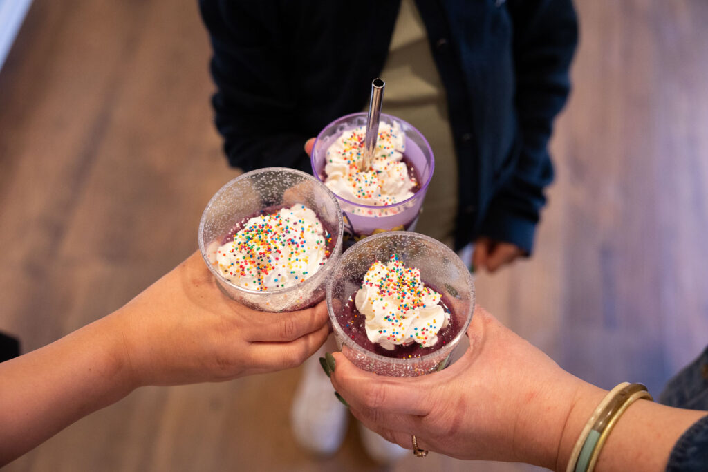 Springtime Candid Documentary Family Photos in Raleigh capturing simple family traditions like smoothies with whipped cream & sprinkles