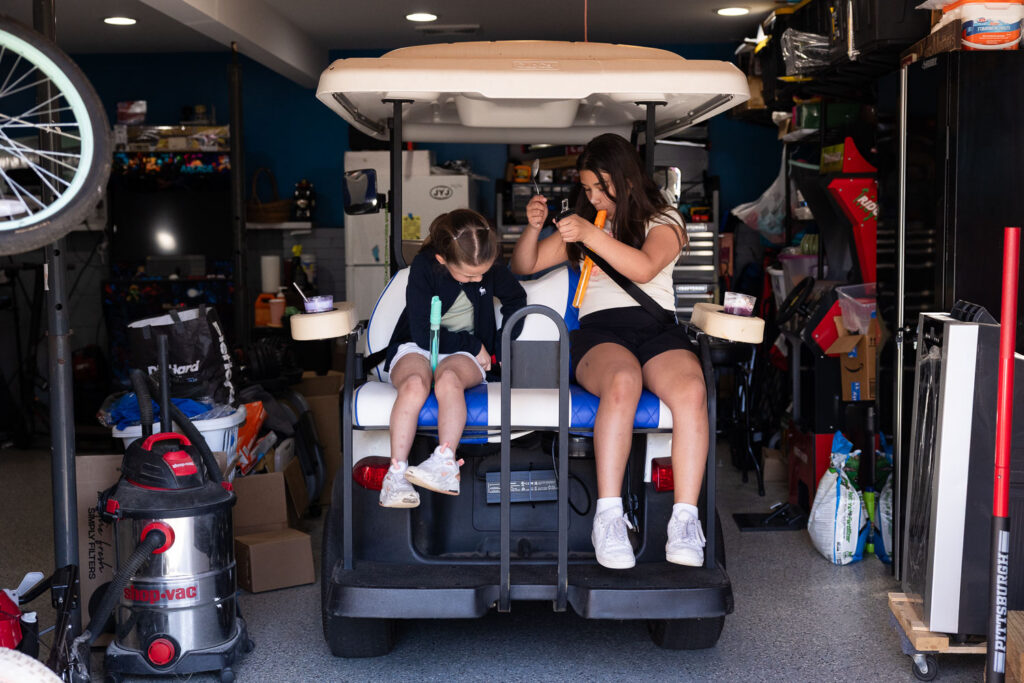 Springtime Candid Documentary Family Photos in your Raleigh neighborhood on the golf cart